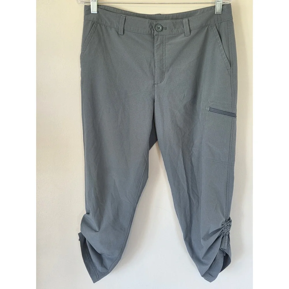 Eddie Bauer Womens Ripstop Crop Pant Capri Zip Pocket Gray Size 8